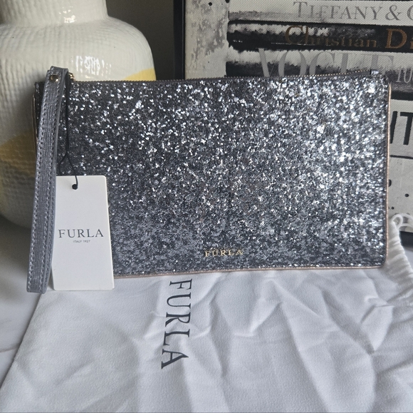 Furla Handbags - Furla Silver Rose Gold Glitter Wristlet Clutch Bag With Tags And Dustbag